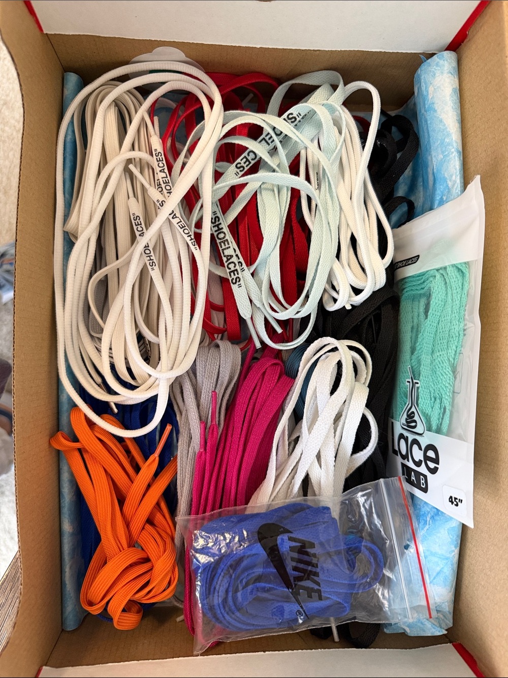 Mixed Shoe Laces Assortment - White, Red, Black, Orange, Pink, Blue, Mint